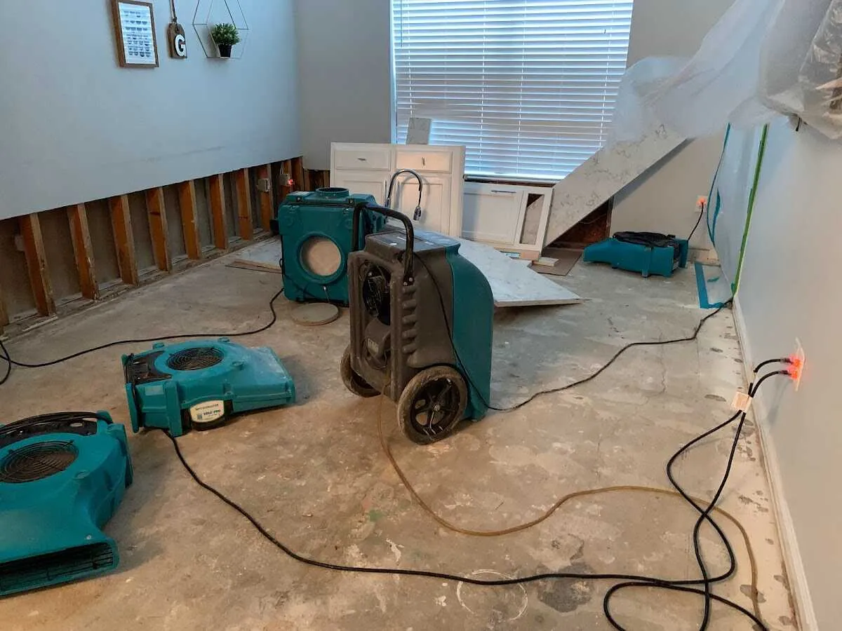 Dehumidifier in flood-cut room for Water Extraction & Removal in Raleigh