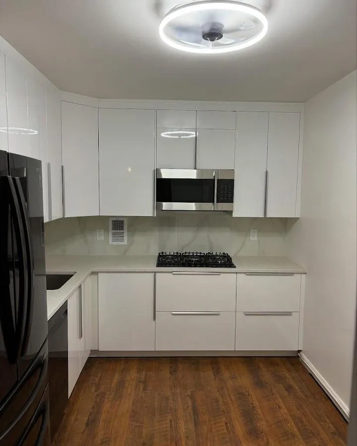 Renovated kitchen with quartz countertops in Raleigh